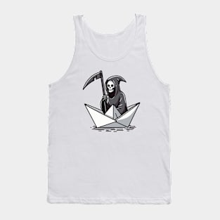 grim reaper on paper boat Tank Top